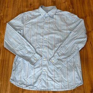 Vineyard Vines Men's Stretch Medium Blue‎ White Stripe Long Sleeve Shirt Preppy